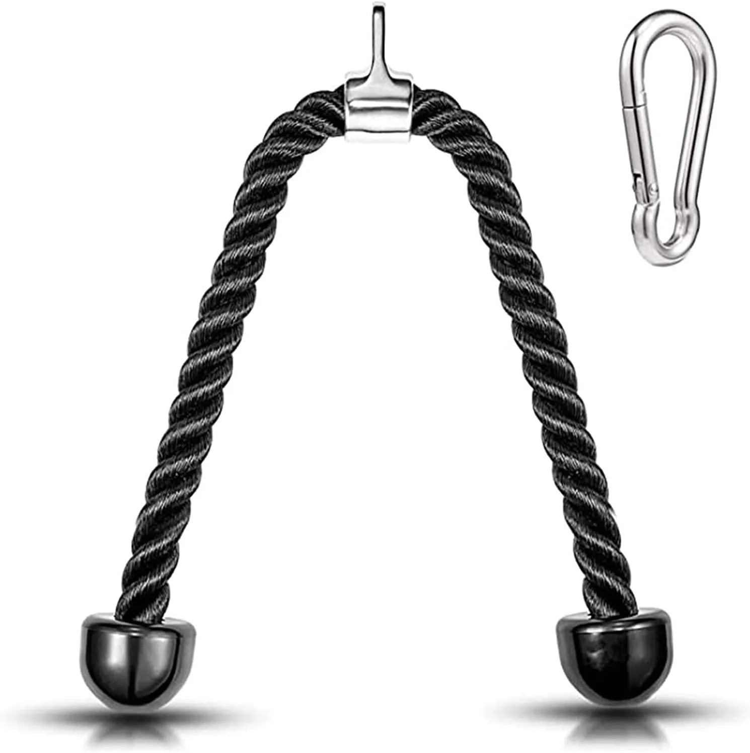 LAT Pull Down bar Tricepse Rope 27 Inches Pull Down Fitness Cable Attachment Machine Coated Nylon Rope with Stainless Steel Snap Hook
