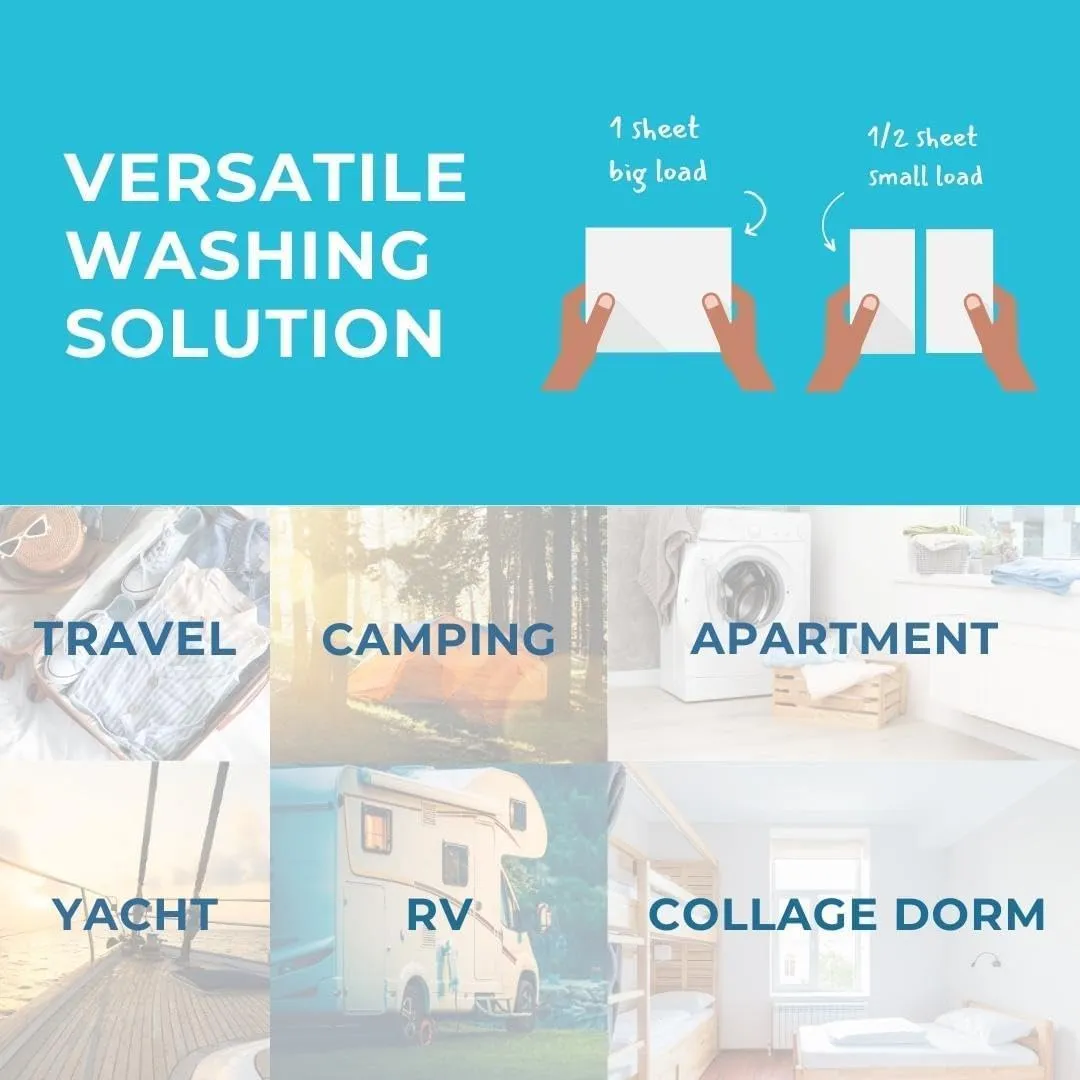 Laundry Detergent Sheets Strips 200 Loads, Clothes Washing Sheet for Cold Water, Unscented Skin-loved, Plastic-Free Washer Sheets