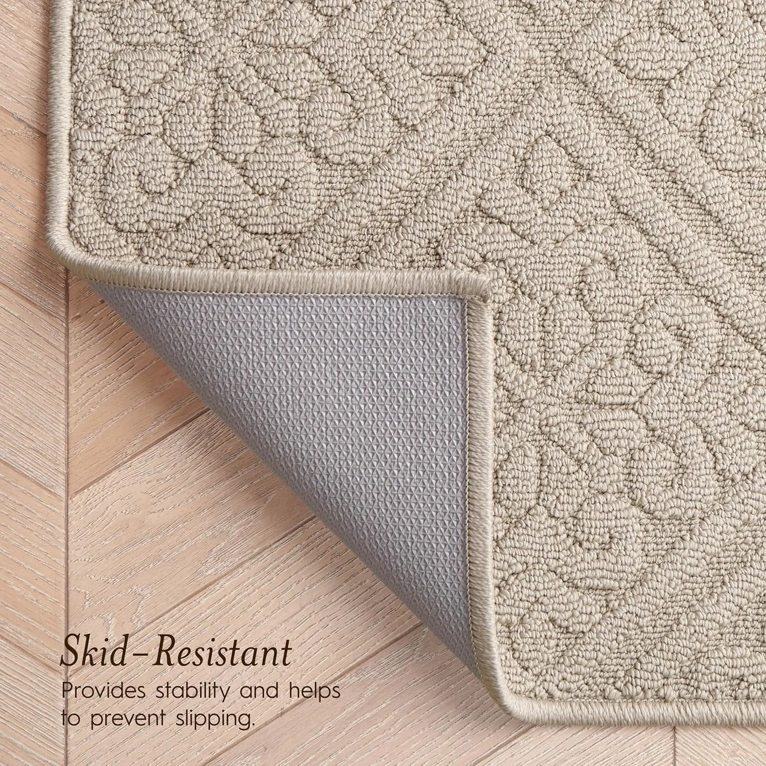 Laura Ashley Hi-Low Tufted 26" x 60" Washable Skid-Resistant Runner Rug - Linen Austell Solid