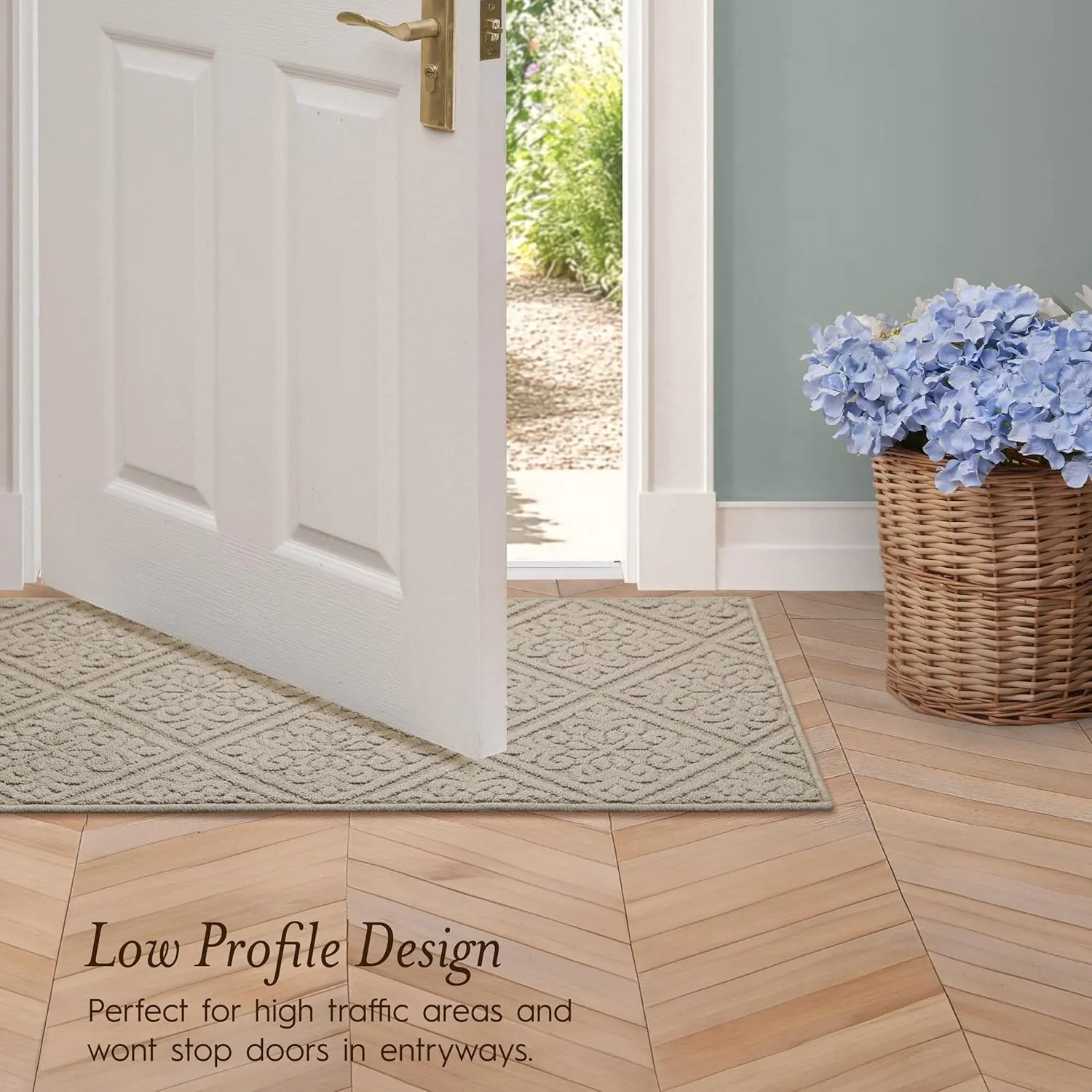 Laura Ashley Hi-Low Tufted 26" x 60" Washable Skid-Resistant Runner Rug - Linen Austell Solid