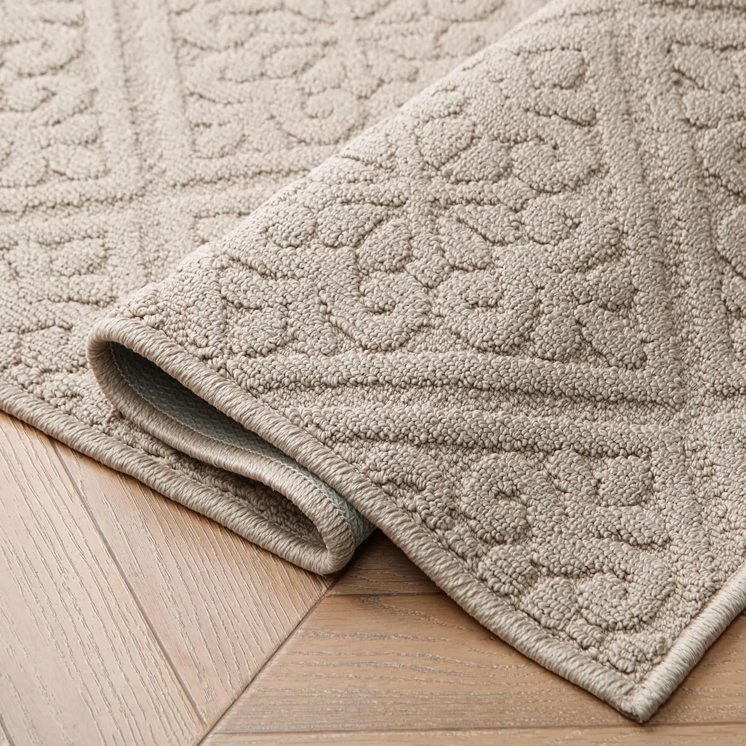 Laura Ashley Hi-Low Tufted 26" x 60" Washable Skid-Resistant Runner Rug - Linen Austell Solid