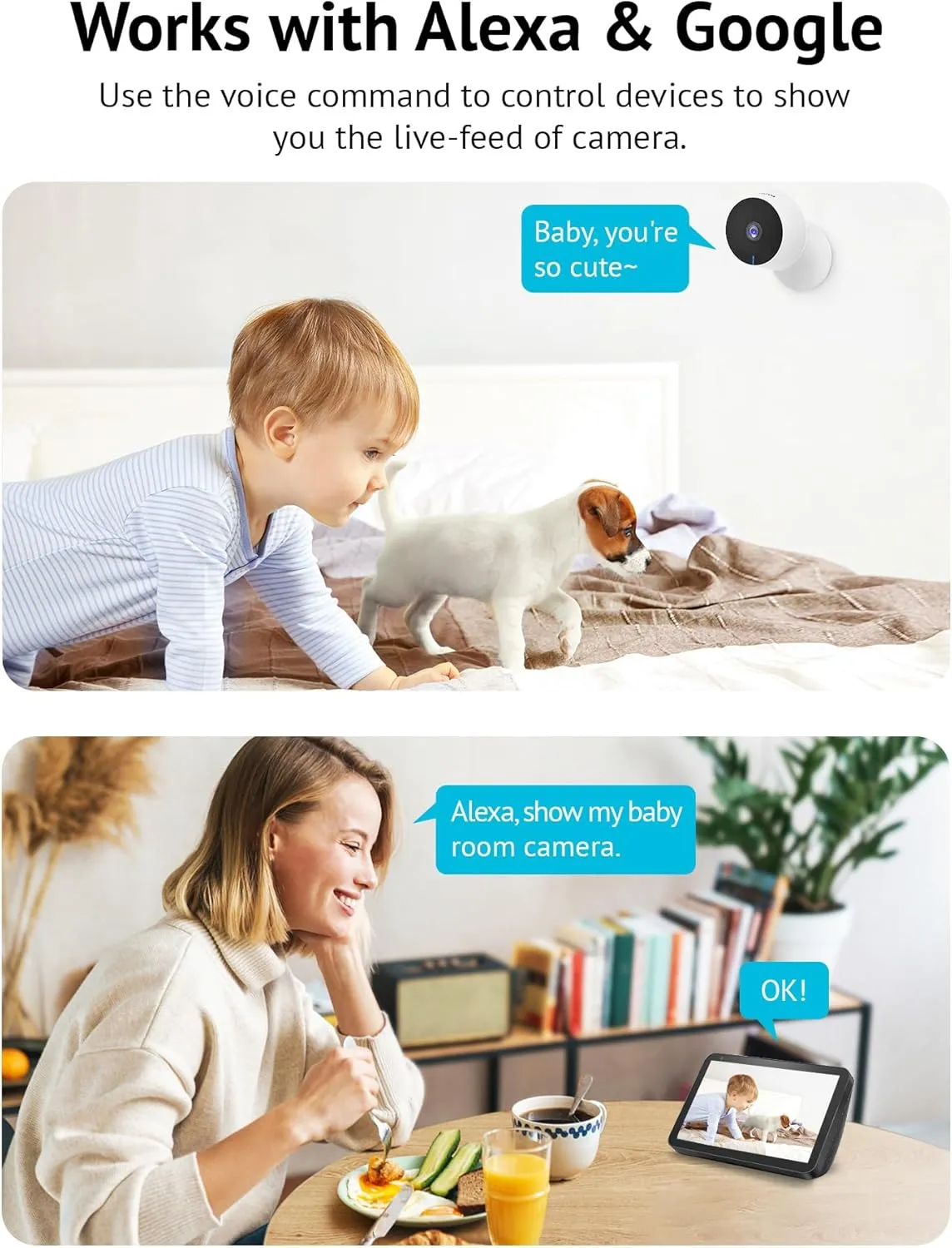 LaView 4MP 2K Cameras for Home Security Indoor, 5G& 2.4GHz Home Security Camera for Baby/Elder/Pet/Nanny,US Cloud Service,Compatible with Alexa iOS & Android