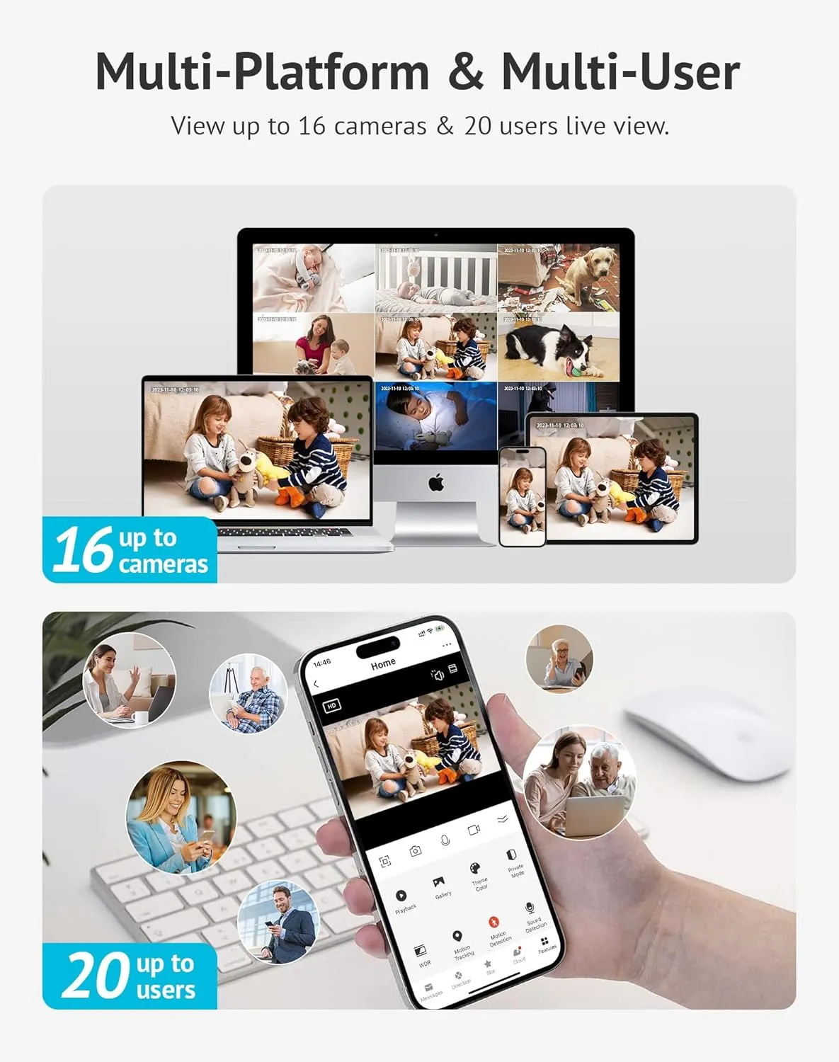 LaView 4MP 2K Cameras for Home Security Indoor, 5G& 2.4GHz Home Security Camera for Baby/Elder/Pet/Nanny,US Cloud Service,Compatible with Alexa iOS & Android