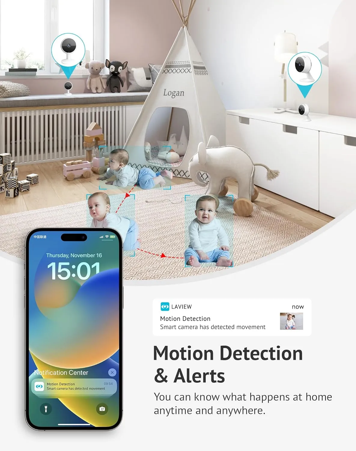 LaView 4MP 2K Cameras for Home Security Indoor, 5G& 2.4GHz Home Security Camera for Baby/Elder/Pet/Nanny,US Cloud Service,Compatible with Alexa iOS & Android