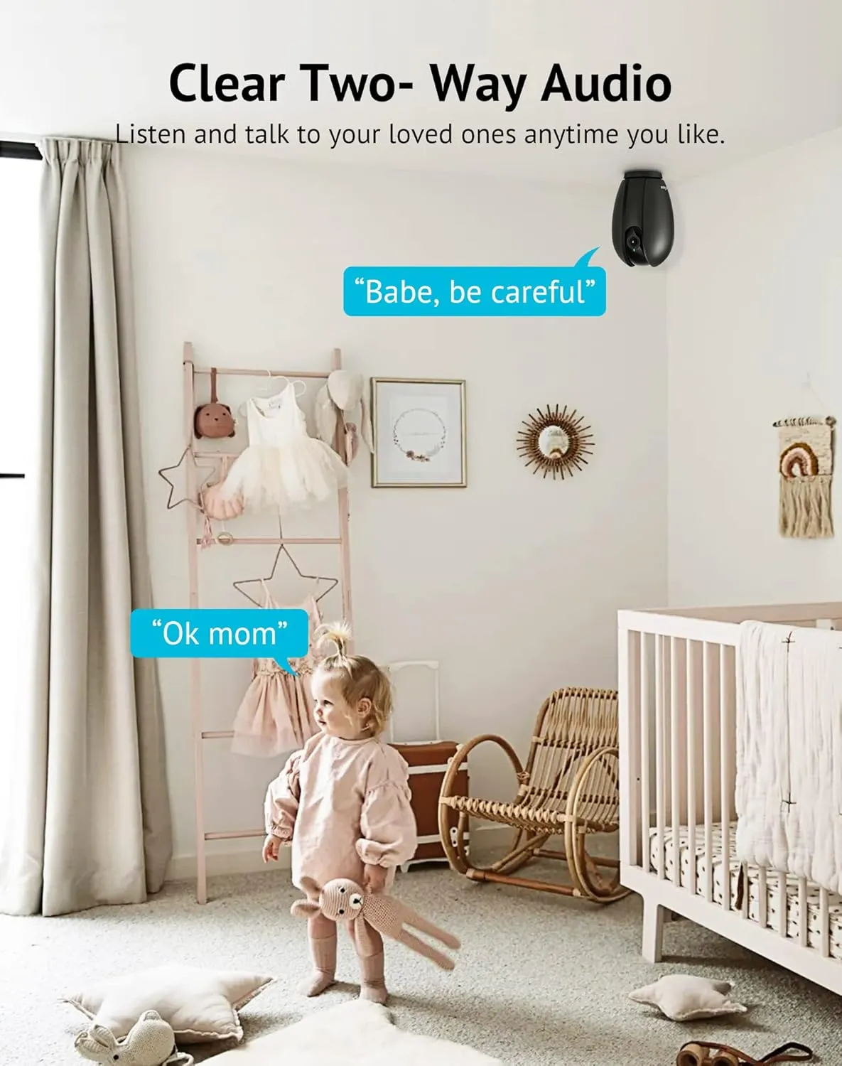 LaView Baby Monitor with Phone App (2 Pack), 1080P WiFi Pet Camera Indoor, 360° Home Security Camera with Motion & Sound Detection, Two-Way Audio, Night Vision, Local & Cloud Storage, Works with Alexa