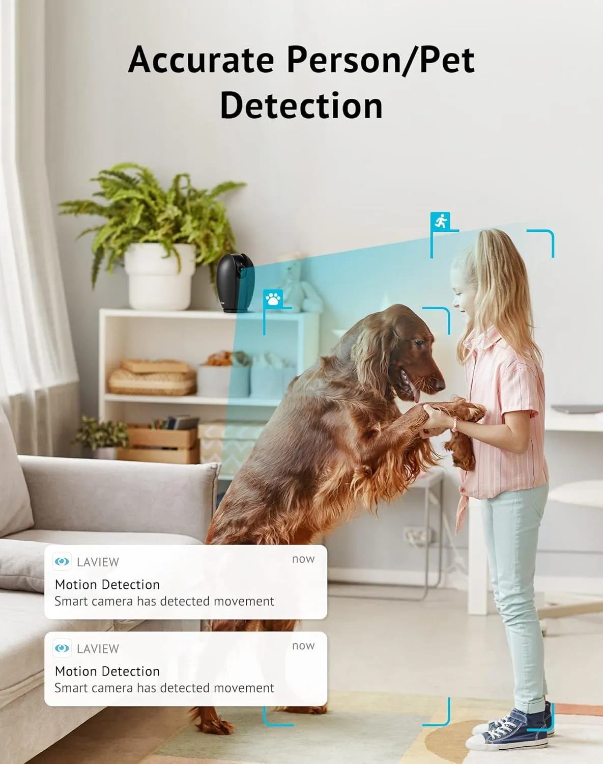 LaView Baby Monitor with Phone App (2 Pack), 1080P WiFi Pet Camera Indoor, 360° Home Security Camera with Motion & Sound Detection, Two-Way Audio, Night Vision, Local & Cloud Storage, Works with Alexa