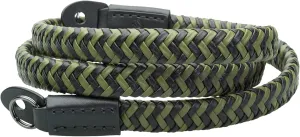 Leather Braided Camera Strap Matador Noir w/Electroplated Rings, Hand-Made 47 inches