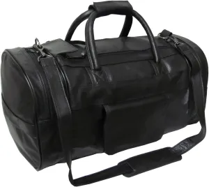Leather Dual-zippered Duffel - Black (#3704-0)