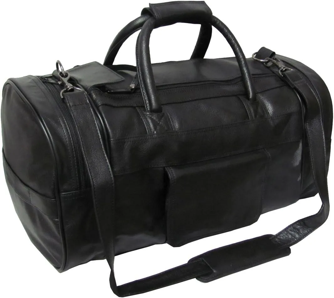 Leather Dual-zippered Duffel - Black (#3704-0)