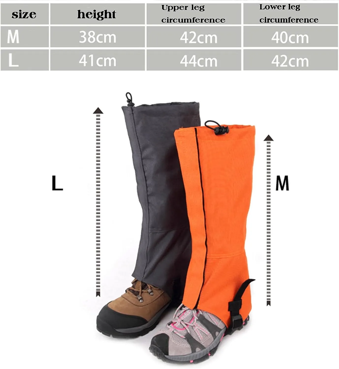 Leg Gaiters,Outdoor Gaiters,Adjustable Size Gaiters,Gaiters for Hiking,Walking,Breathable Gaiters for Men and Women(1 Pair)