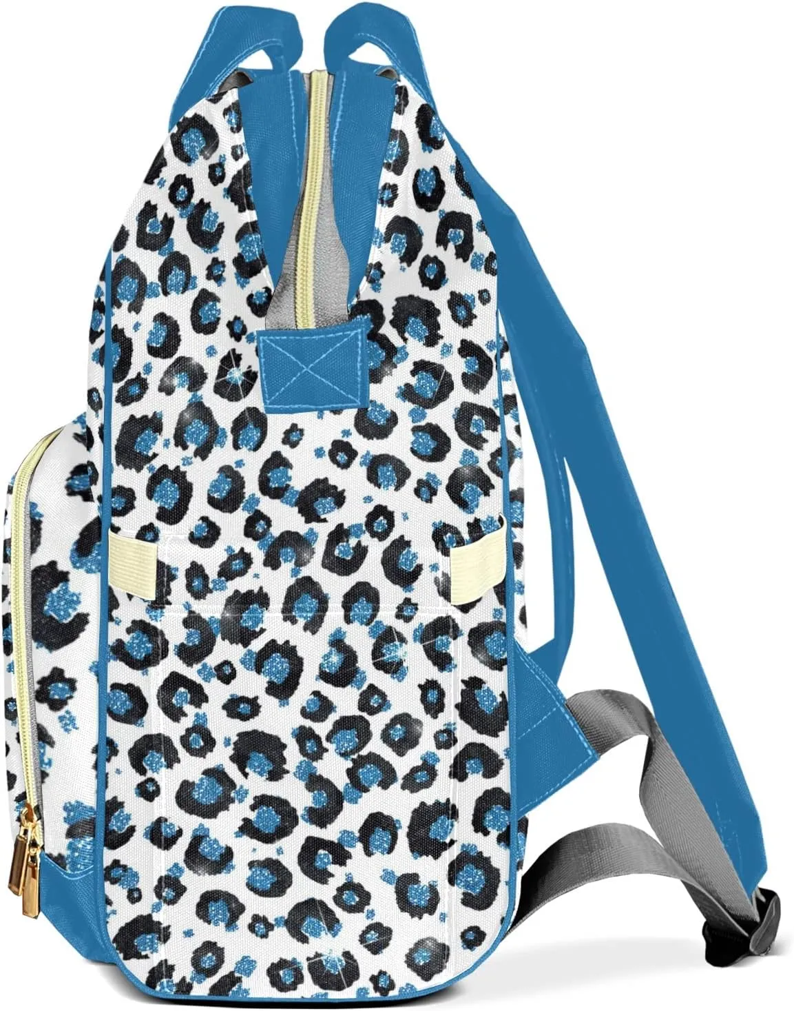 Leopard Print Color Blue Diaper Bags Customized Mummy Nursing Casual Daypack Hiking Camping Baby Bags for Mom