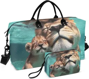 Leopard Underwater Face Duffel Bag for Traveling, Gym Bags with Multiple Interior Pockets for Women Men Toiletry Purse Included 20.5”x 1.9” x 13.8”