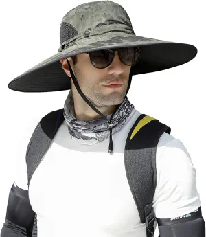 Leotruny Men Wide Brim Sun Hats UPF50  Waterproof Breathable Bucket Hat for Fishing, Hiking, Camping