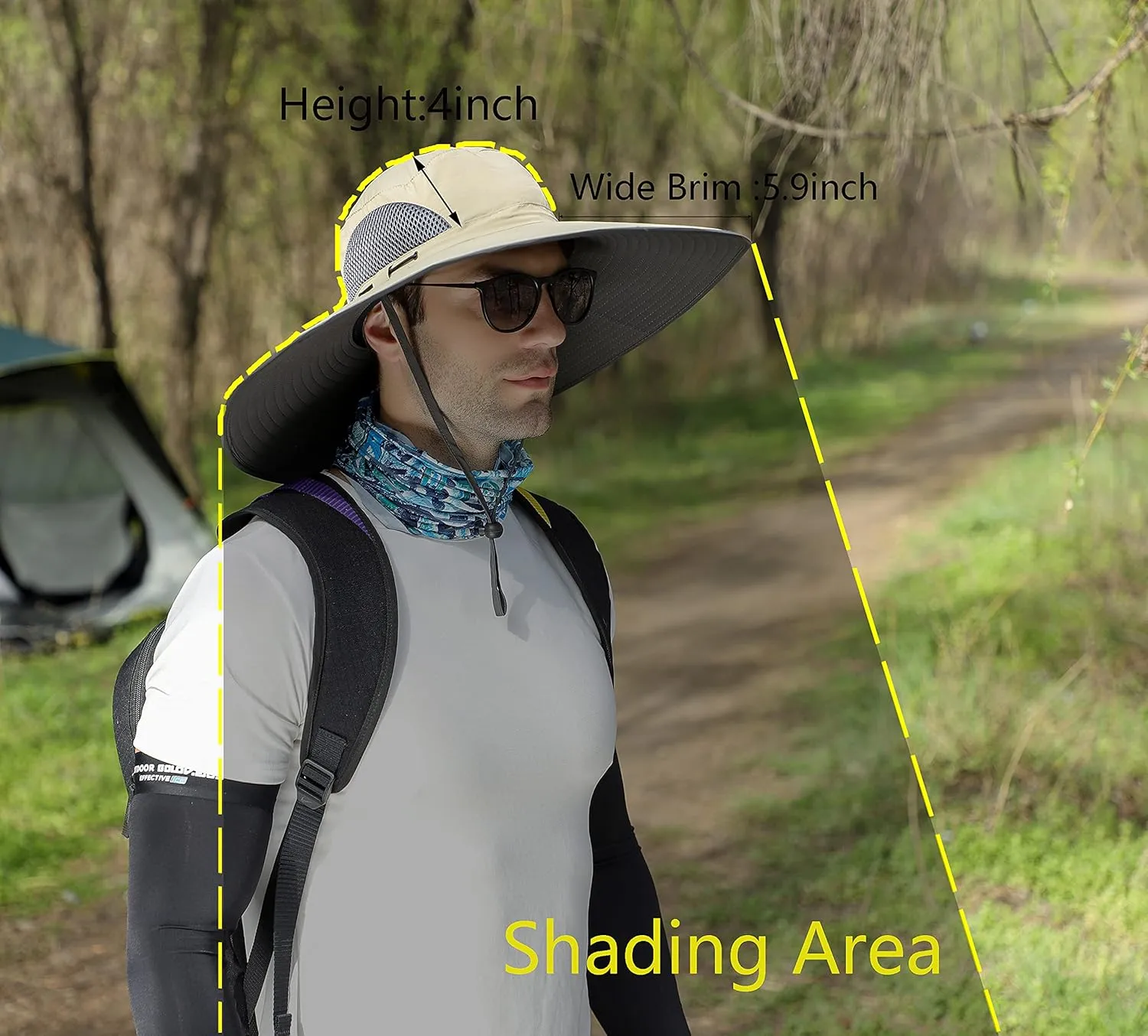 Leotruny Men Wide Brim Sun Hats UPF50  Waterproof Breathable Bucket Hat for Fishing, Hiking, Camping