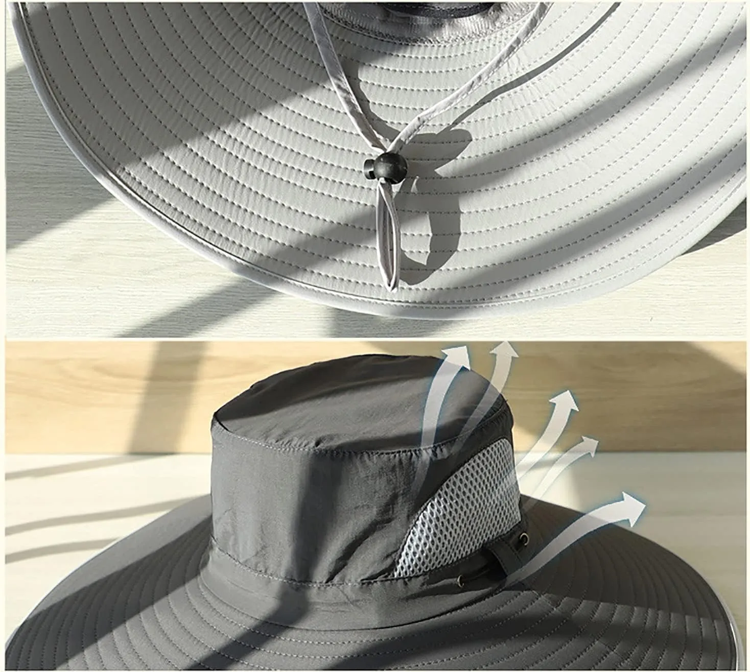 Leotruny Men Wide Brim Sun Hats UPF50  Waterproof Breathable Bucket Hat for Fishing, Hiking, Camping