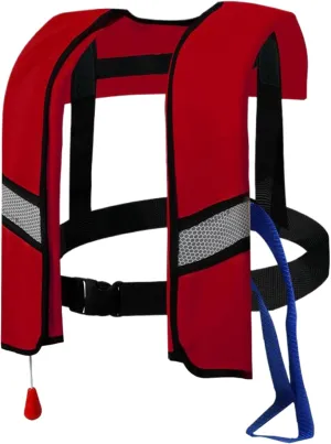 Life Jackets Manual Inflatable Nylon Adjustable Buckle Swim Vest with Reflective Strips Whistle Portable Water Sports Life Vest (No Gas Cylinder)