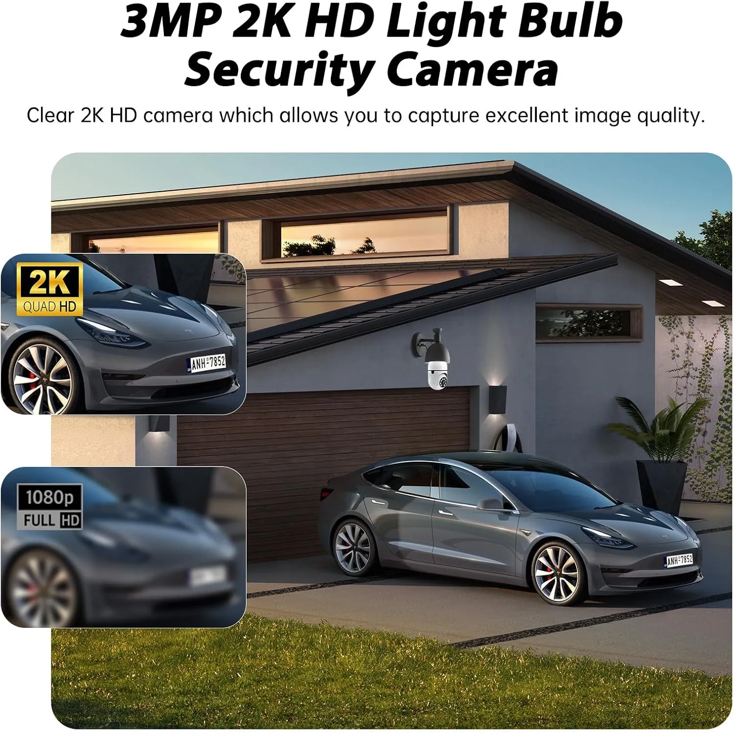 Light Bulb Security Camera, 2.4G 5GHz WiFi Security Cameras Wireless Outdoor Indoor, 2K Bulb Cameras for Home Security Outside, AI Motion Detection & Alarm, Two Way Talk,Color Night Vision 2Pack