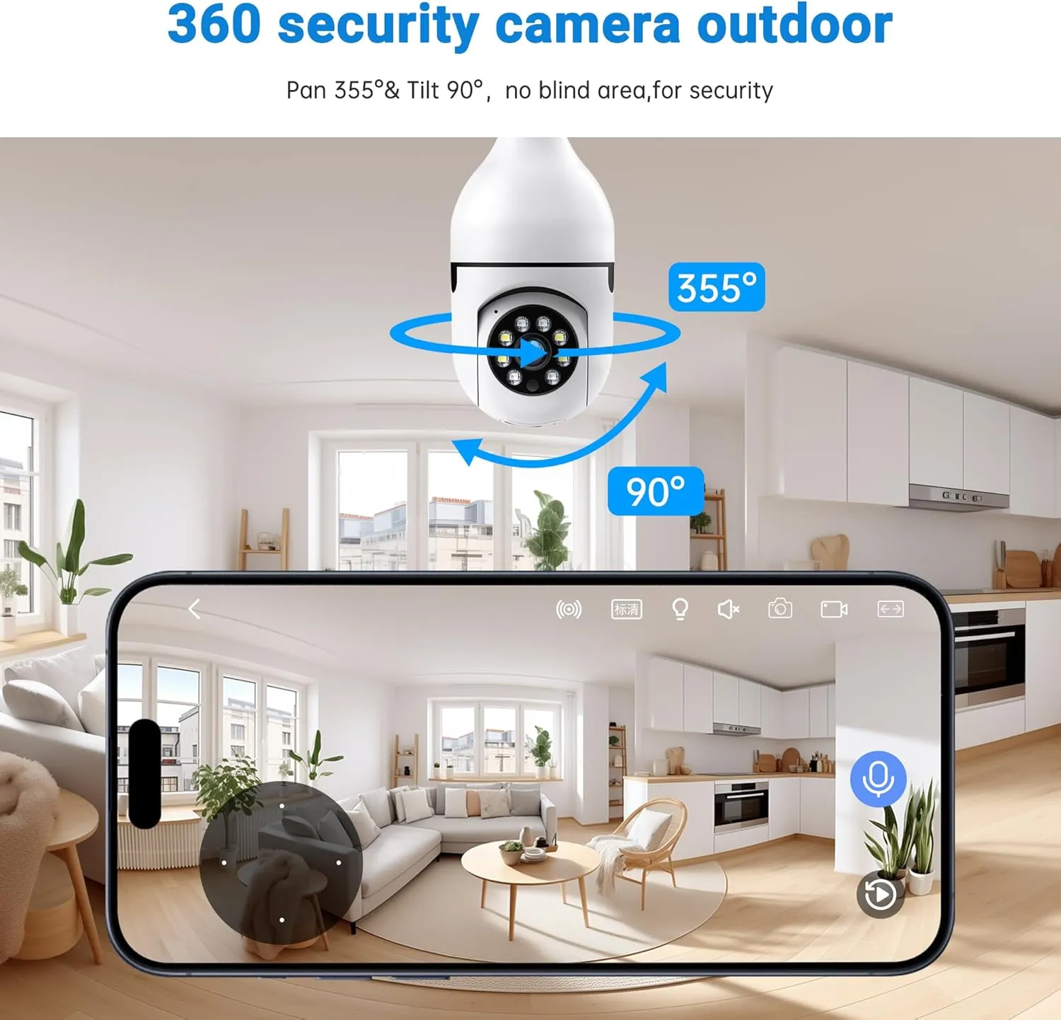 Light Bulb Security Camera, 2.4G 5GHz WiFi Security Cameras Wireless Outdoor Indoor, 2K Bulb Cameras for Home Security Outside, AI Motion Detection & Alarm, Two Way Talk,Color Night Vision 2Pack