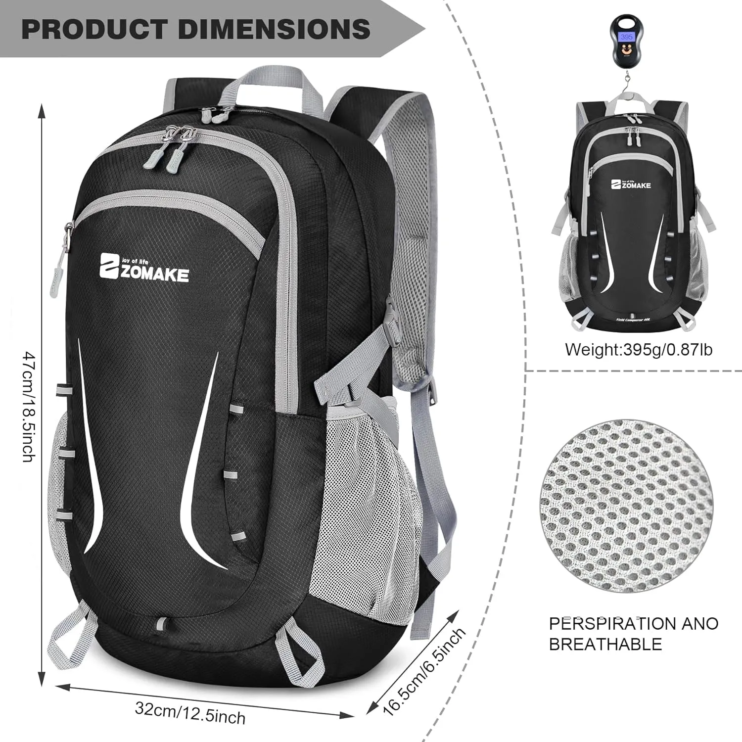 Lightweight Packable Backpack 35L, Foldable Backpacks Water Resistant Collapsible Light Daypack for Hiking