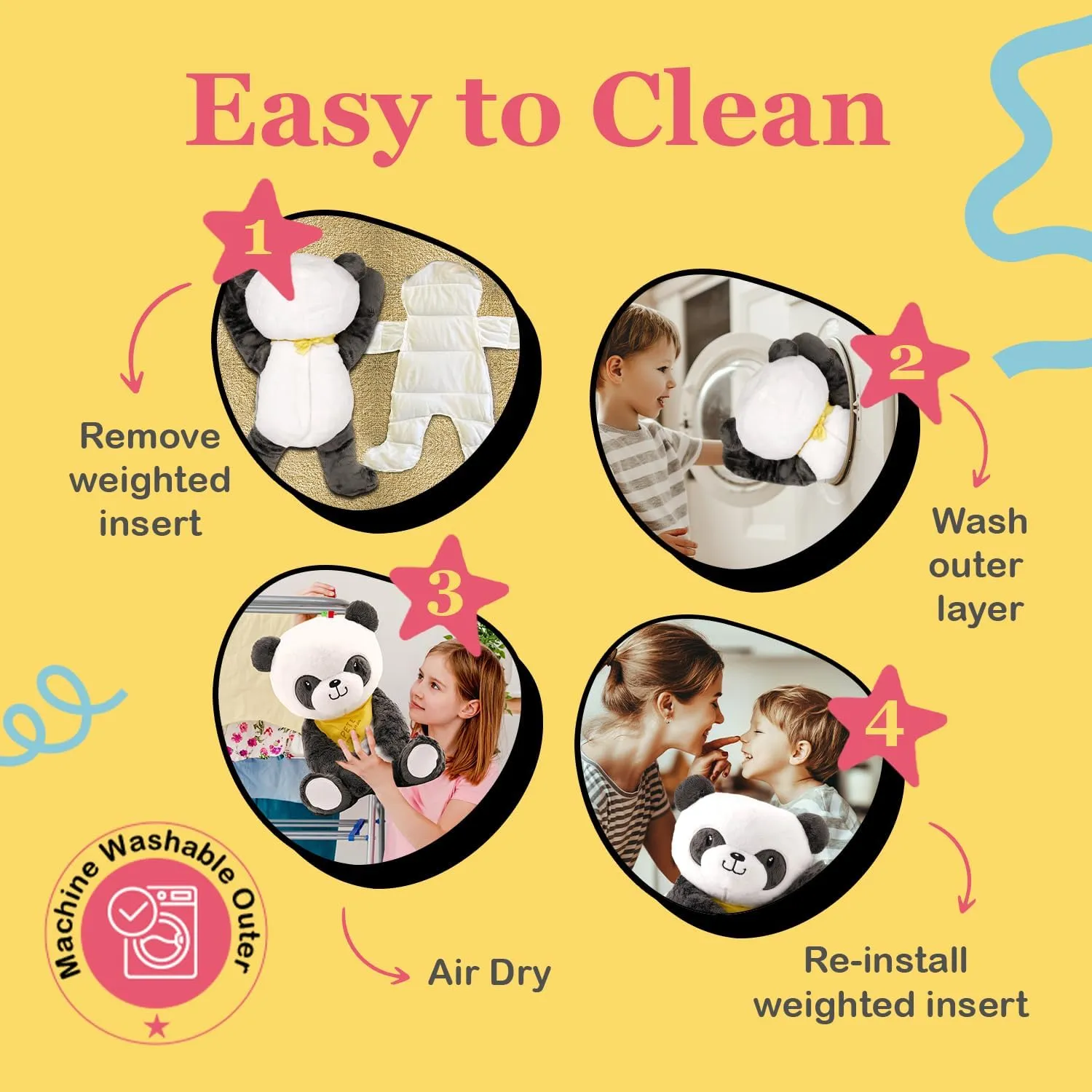 Lilly's Love Weighted Stuffed Animal, 5lb | Sensory Plush for Kids & Adults | Machine Washable Plushie w/Removable Inner | Calming Weighted Stuffed Animal for Anxiety, Pete The Panda