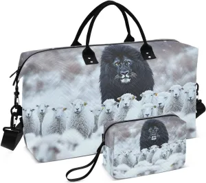 Lion Black Sheep Duffel Bag for Traveling, Gym Bags with Multiple Interior Pockets for Women Men Toiletry Purse Included 20.5”x 1.9” x 13.8”