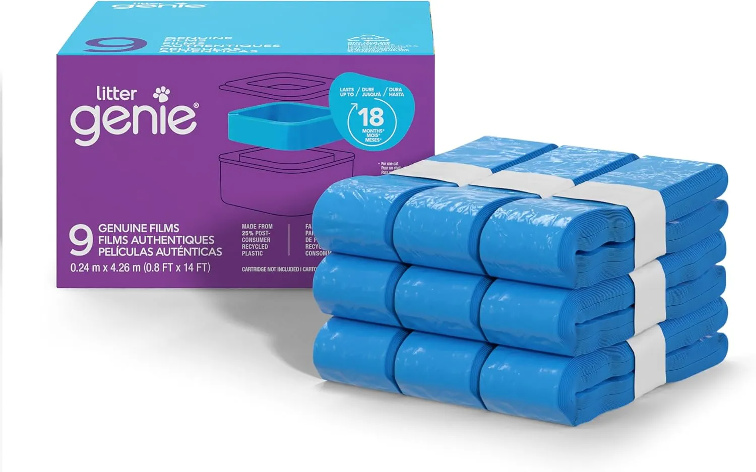 Litter Genie Refill Bags | Stand Alone Genuine Film 9 pk | Compatible with Litter Genie Standard and Jumbo Refills | Ultimate Odor Control Cat Litter Bags | Up to 18 Months of Supply for one cat