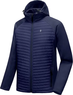 Little Donkey Andy Men's Insulated Running Warm Jacket, Thermal Hybrid Hiking Jacket