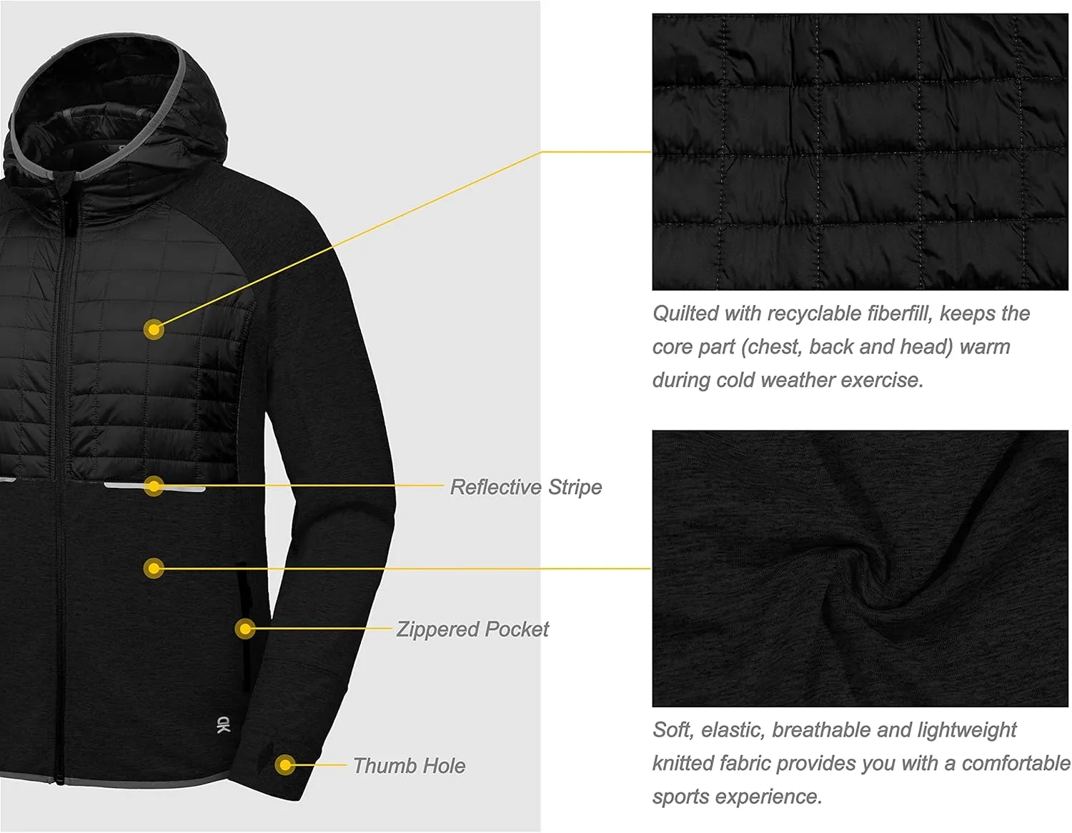 Little Donkey Andy Men's Lightweight Running Jackets Full Zip Hooded Sports Jacket for Winter Hiking Golf Casual