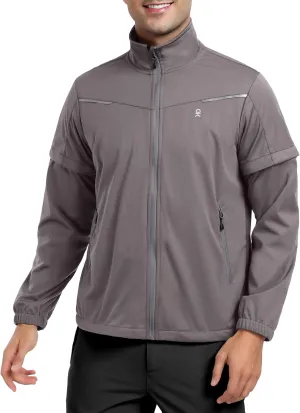 Little Donkey Andy Men's Lightweight Softshell Jackets Waterproof Removable Sleeve for Golf Hiking Cycling Running
