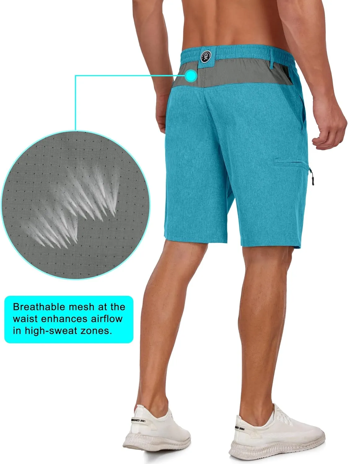 Little Donkey Andy Men's Quick Dry Stretch Shorts for Hiking Golf Travel, with Elastic Waist