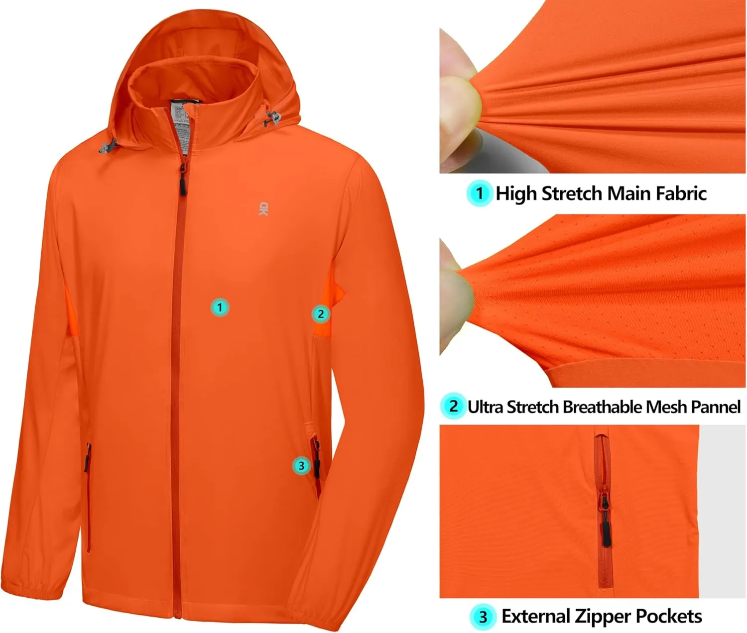 Little Donkey Andy Mens Sun Protection Breathable Jacket UPF 50 , Lightweight Summer Shirts Packable for Running Hiking