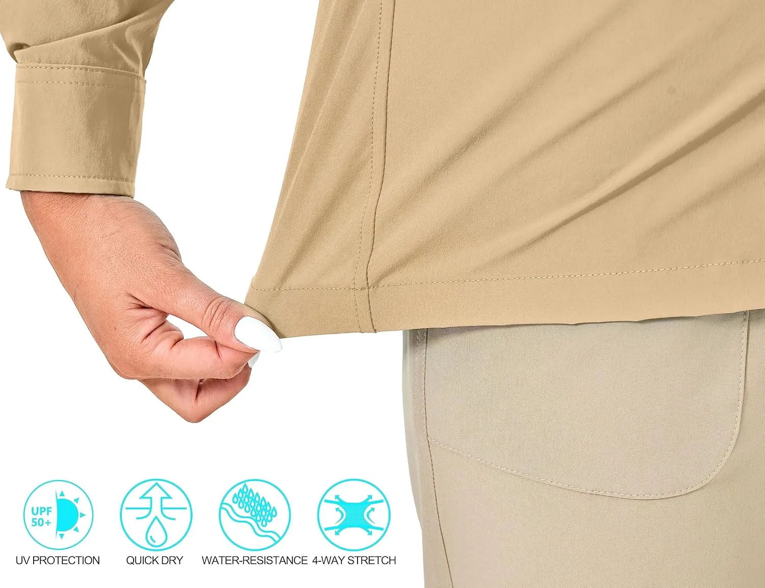 Little Donkey Andy Women's Long Sleeve Travel Shirt, UPF 50  Safari Shirt, Outdoor Cool Quick Dry Hiking Shirts