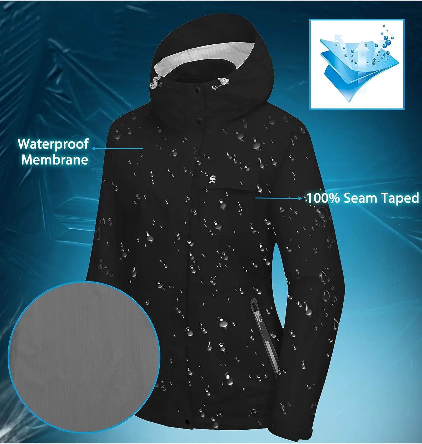 Little Donkey Andy Women's Waterproof Rain Jacket Lightweight Raincoat, Hooded Sun Protection Windbreaker for Outdoor Golf