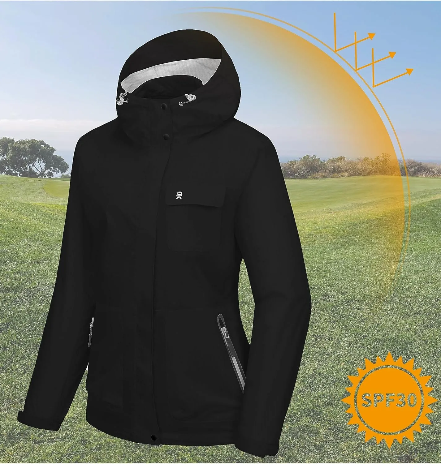 Little Donkey Andy Women's Waterproof Rain Jacket Lightweight Raincoat, Hooded Sun Protection Windbreaker for Outdoor Golf