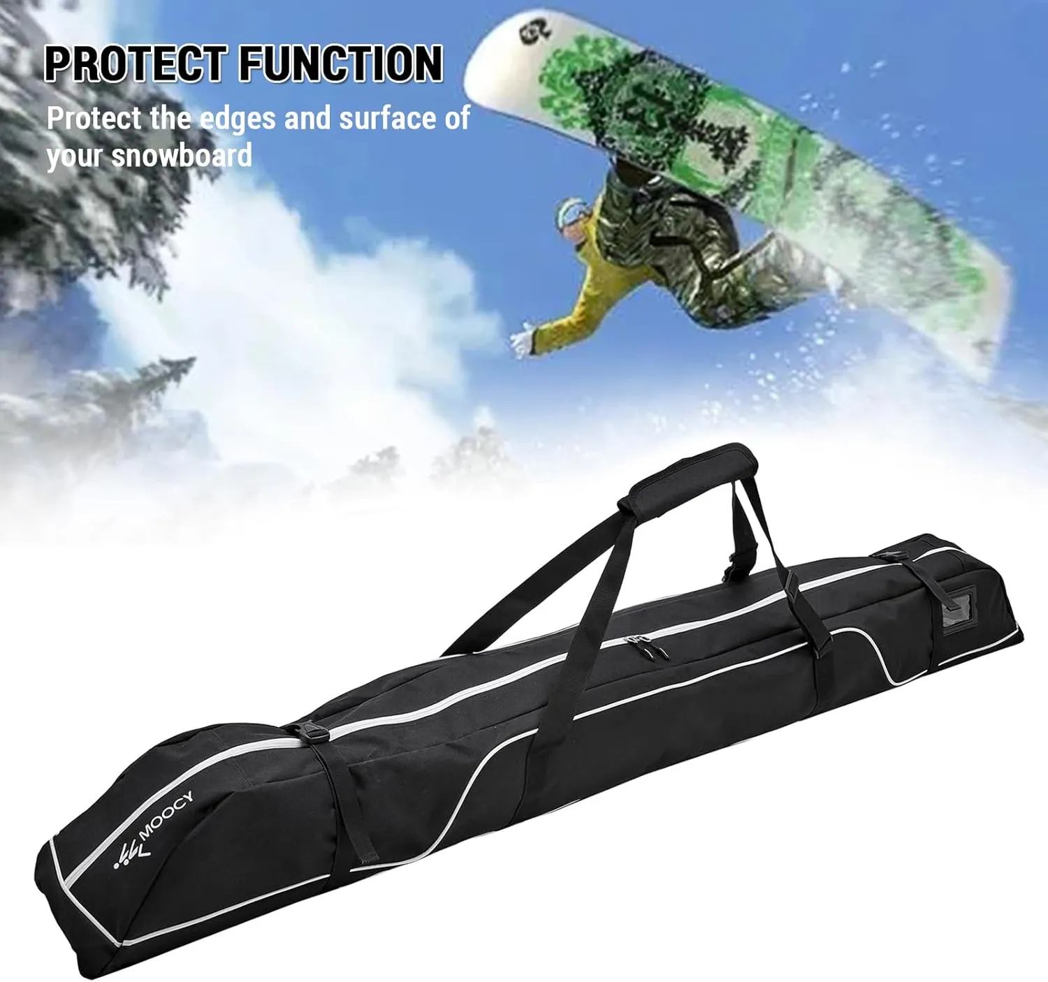 Lixada Ski Bag Padded Snowboard Bag Waterproof Ski Bag Ski Equipment Storage Bag Reinforced Double Padding Bag for Travel Camping Hiking