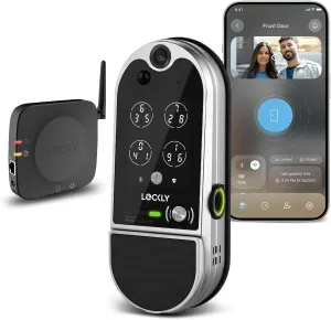 Lockly Vision Elite Video Smart Lock with Camera, Smart Wi-Fi Deadbolt for Front Door, PIN Genie® Keypad, Fingerprint Door Lock, Motion Sensor, App Remote Control, 2 Way Audio Doorbell, No Monthly Fee