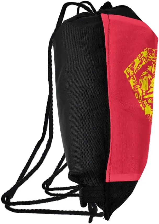 LOGOVISION Superman Superman Icons Logo Drawstring Backpack Sports Bag Sackpack 17" x 13", Perfect for Gym, Yoga or Practice