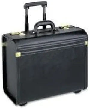 Lorell Rolling Professional Case, 22"x14"x8", Black, Telescopic Handle, Built-in Wheels