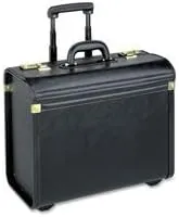 Lorell Rolling Professional Case, 22"x14"x8", Black, Telescopic Handle, Built-in Wheels