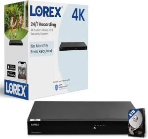 Lorex 4K Fusion 16-Channel (Wired   WiFi) 4TB NVR with Smart Motion Detection and No Monthly Fees