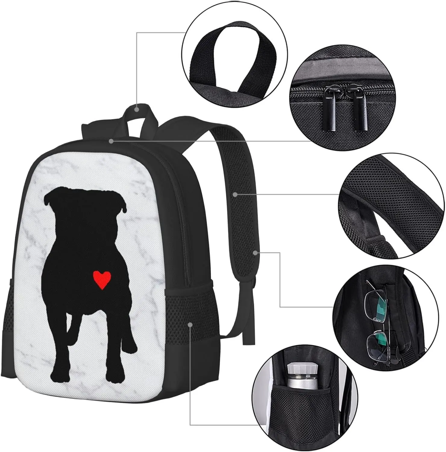 Love Pit Bull Classic Large Capacity Travel Backpack, Men Women Fashion Outdoor Camping Bag