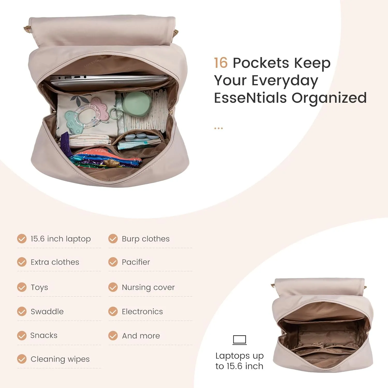 LOVEVOOK Diaper Bag Backpack, Baby Travel Bags for Boys & Girl, Toddler Diaper Bag with Changing Station & Pacifier Case, Pañaleras Para Bebe Niña & Niño - Newborn Essentials Must Haves Mom