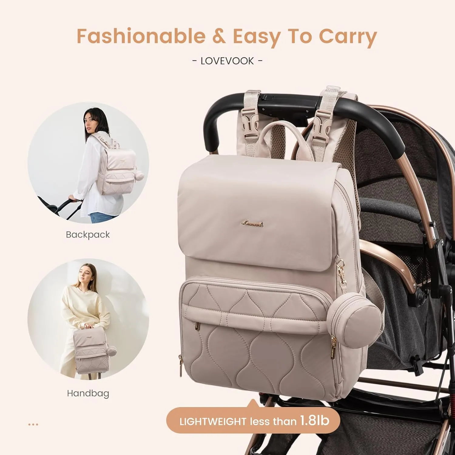 LOVEVOOK Diaper Bag Backpack, Baby Travel Bags for Boys & Girl, Toddler Diaper Bag with Changing Station & Pacifier Case, Pañaleras Para Bebe Niña & Niño - Newborn Essentials Must Haves Mom