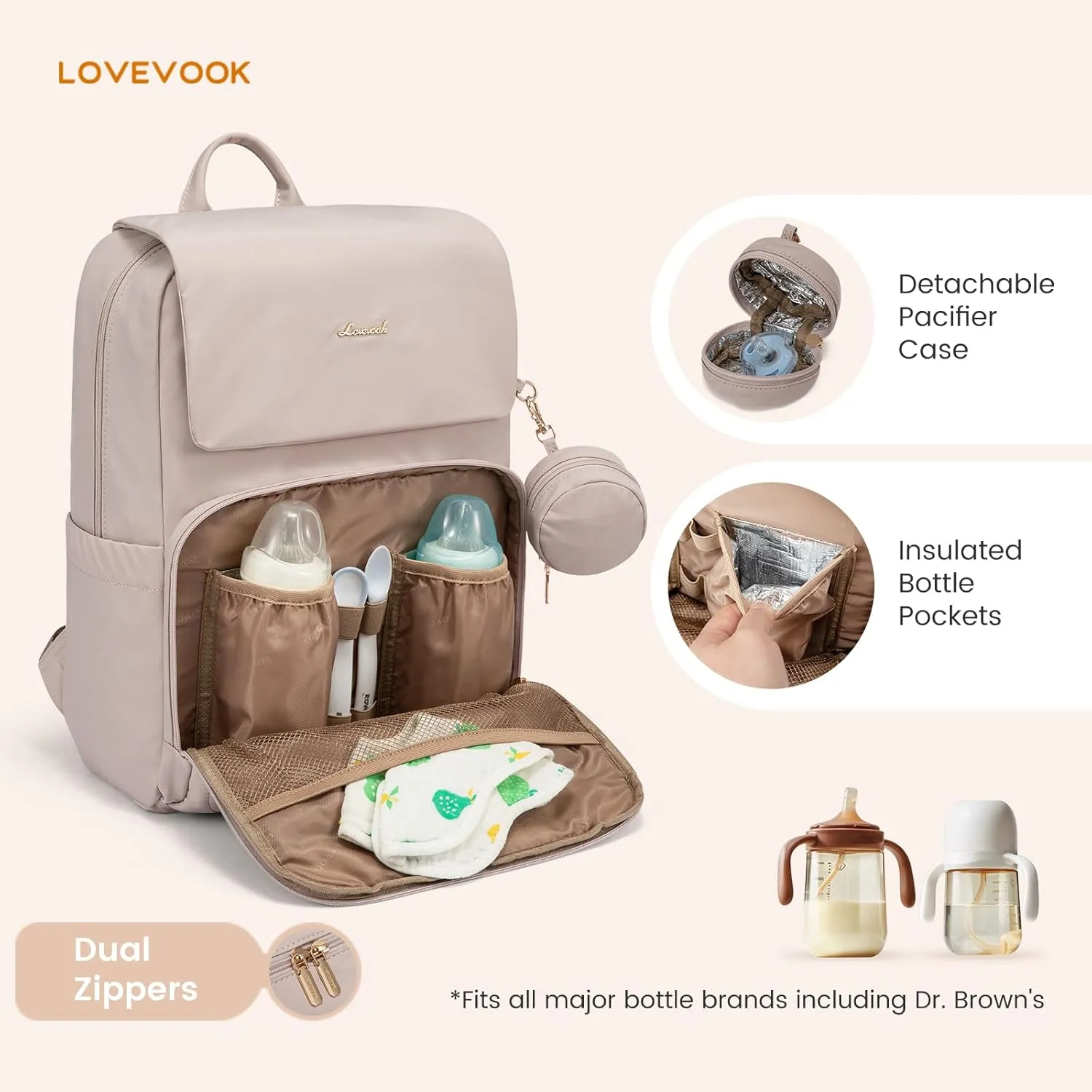 LOVEVOOK Diaper Bag Backpack, Baby Travel Bags for Boys & Girl, Toddler Diaper Bag with Changing Station & Pacifier Case, Pañaleras Para Bebe Niña & Niño - Newborn Essentials Must Haves Mom