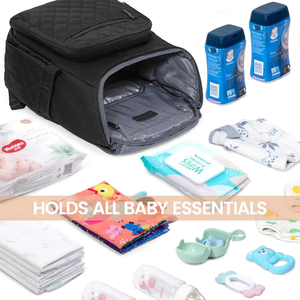 LOVEVOOK Diaper Bag Backpack Large Capacity Baby Bag with Portable Changing Pad, Multifunction Baby Travel Backpack