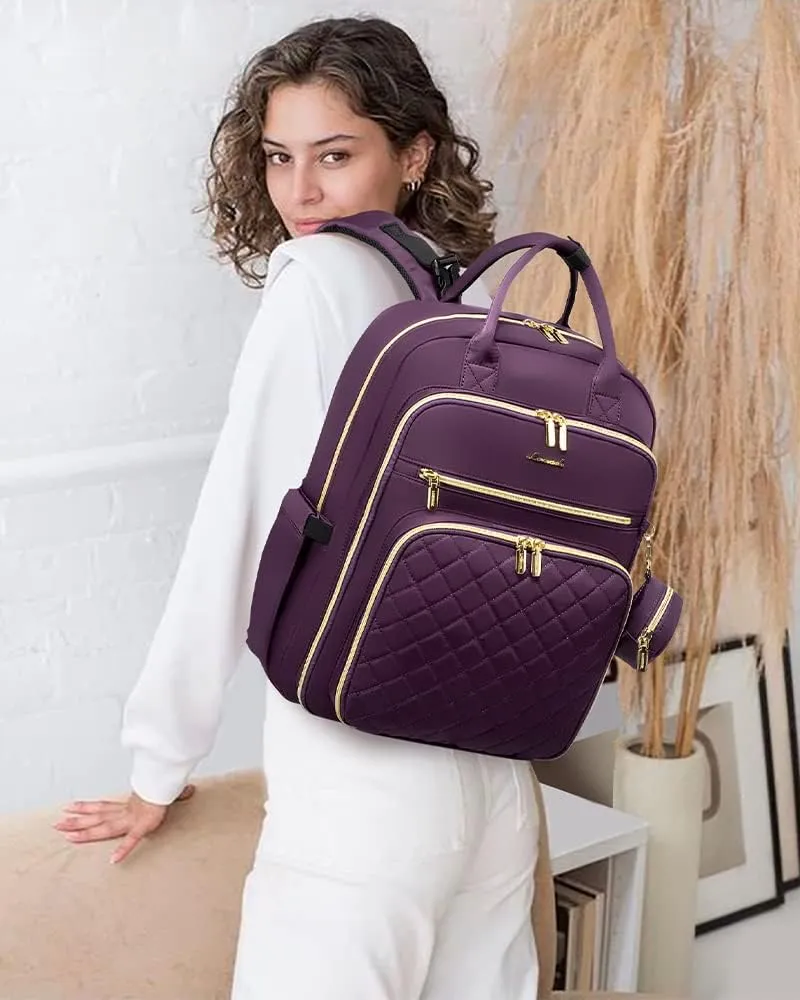 LOVEVOOK Diaper Bag Backpack, Quilted Baby Bag with Changing Pad & Pacifier Holder,Maternity Baby Changing Bags,Purple