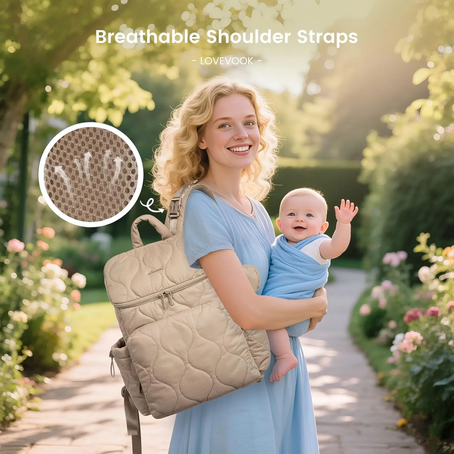 LOVEVOOK Diaper Bag Backpack,Lightweight Baby Diaper Bag for Moms Dads,Baby Bag for Boys Girls with Insulated Pockets, Changing Pad, Stroller Straps and Pacifier Case,Khaki