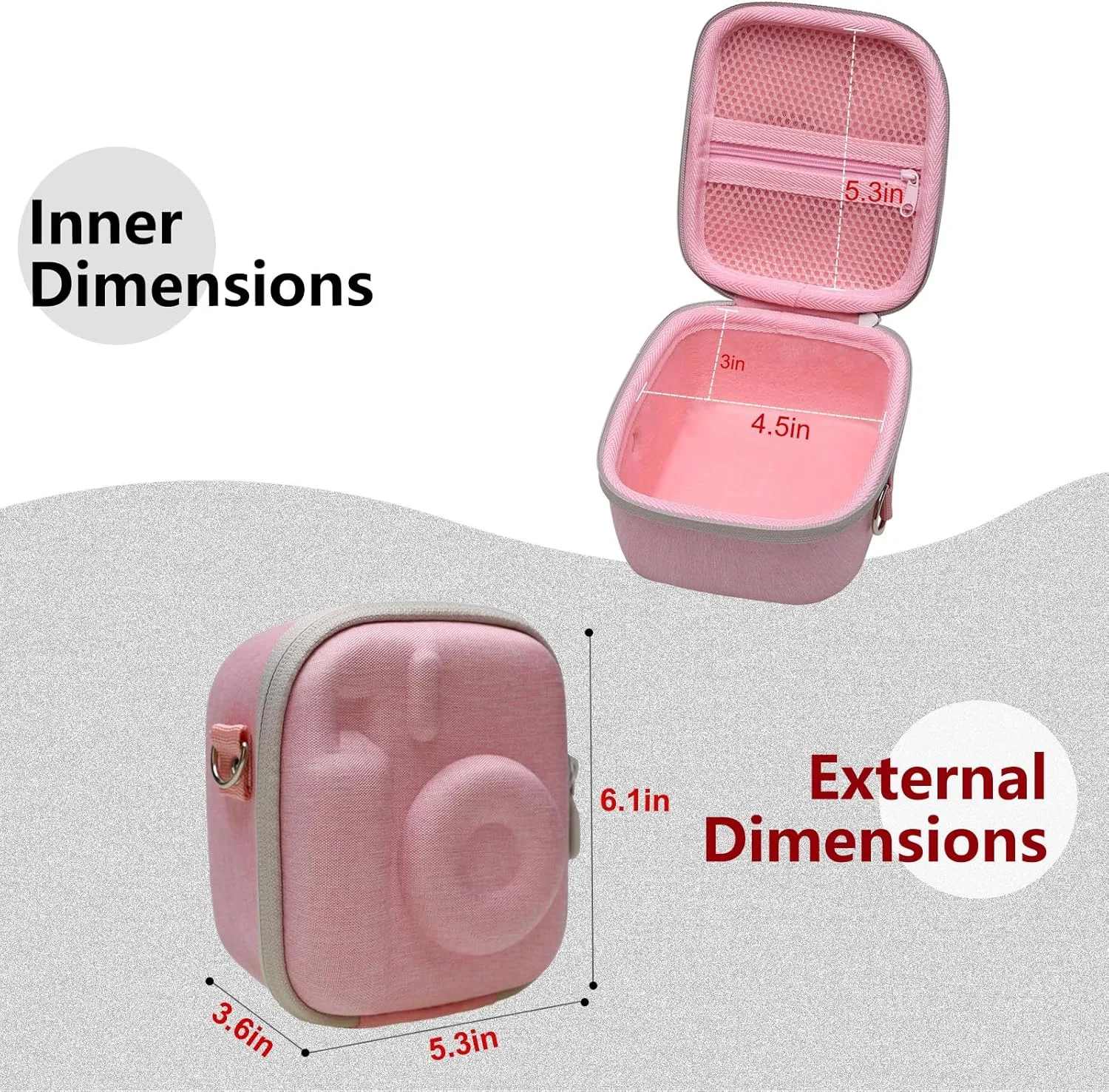 LTGEM Case Compatible with Fujifilm Instax Mini 12/11 / 10/9 / 8/7 / 7  Instant Camera and FUJIFILM Instax Mini Instant Flim with Shoulder Strap, Pink(Case Only)