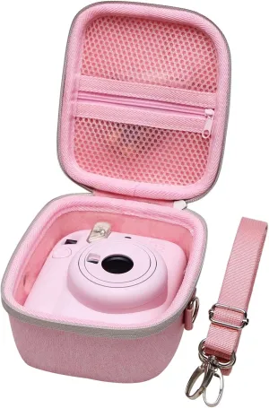 LTGEM Case Compatible with Fujifilm Instax Mini 12/11 / 10/9 / 8/7 / 7  Instant Camera and FUJIFILM Instax Mini Instant Flim with Shoulder Strap, Pink(Case Only)