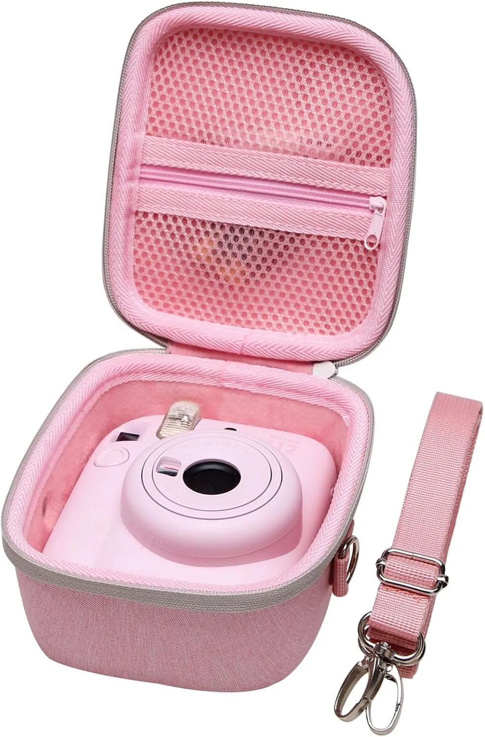 LTGEM Case Compatible with Fujifilm Instax Mini 12/11 / 10/9 / 8/7 / 7  Instant Camera and FUJIFILM Instax Mini Instant Flim with Shoulder Strap, Pink(Case Only)